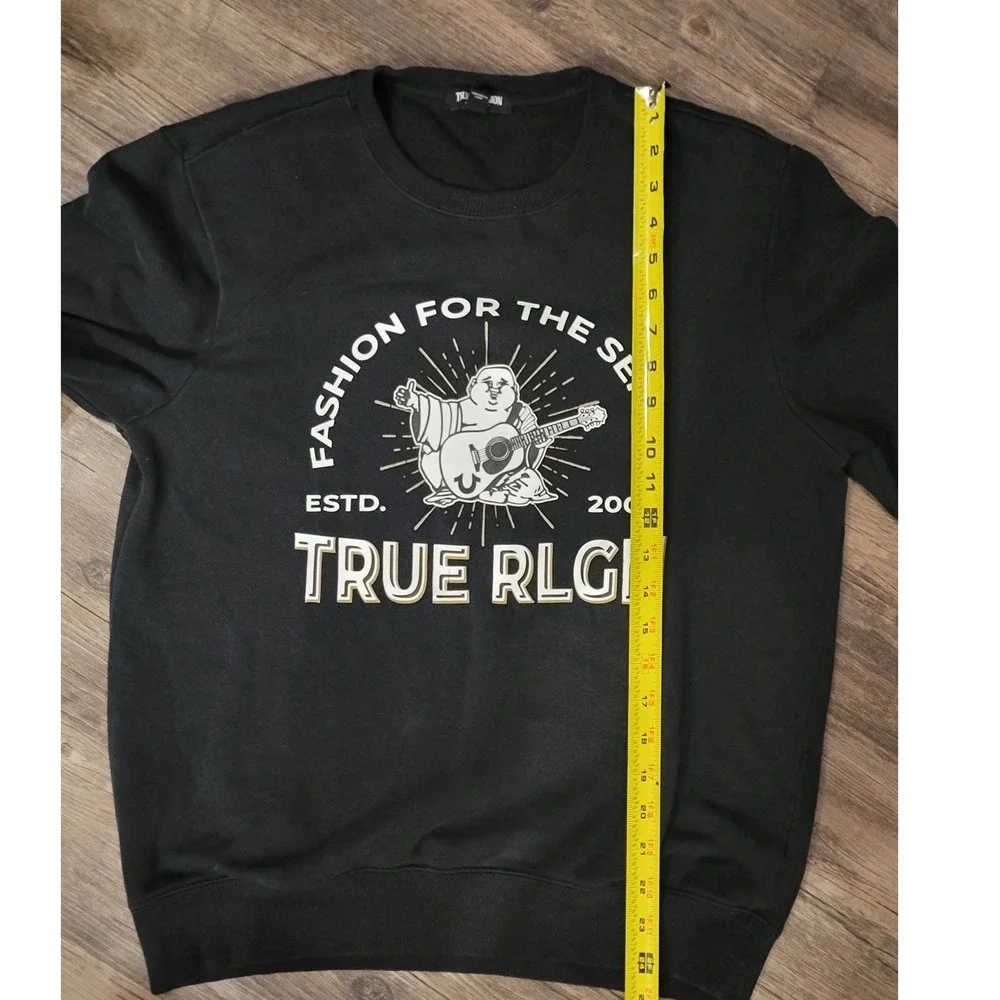 True Religion Black Buddha Graphic Crewneck Sweatshirt Fashion For The Senses S